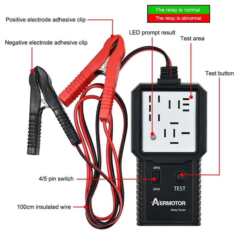 Aermotor 12V 24V Car Relay Tester – Auto Diagnostic Tool