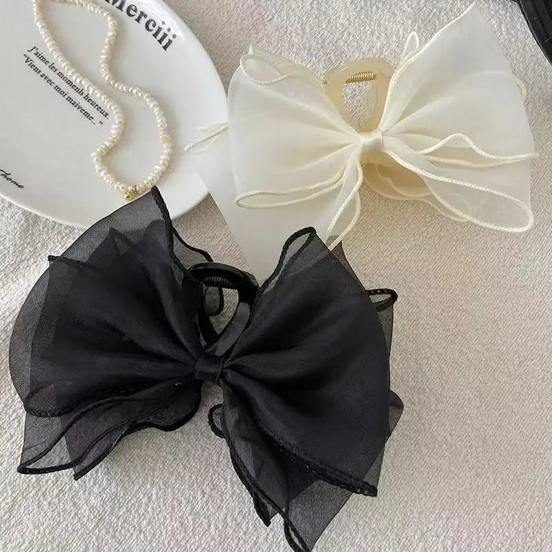 Sweet Organza Reversible Bow Large Hair Claw Clip