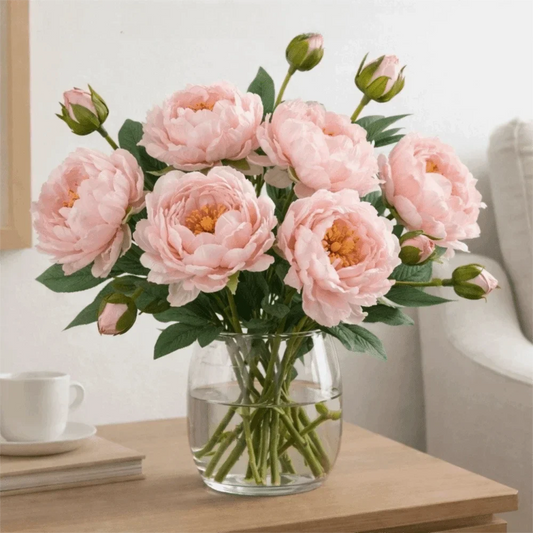 Silk Peony Artificial Flower Branch 68cm | 2 Heads Real Touch Artificial Flower Branch Oasis Select