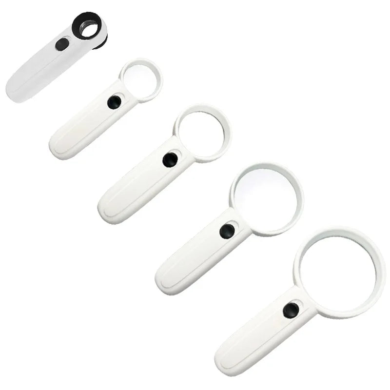 Magnifier 2 Led Light Identification Handheld Exclamation Mark Type Elderly Reading Magnifying Glass Peaceful Pleasures Health and Wellness