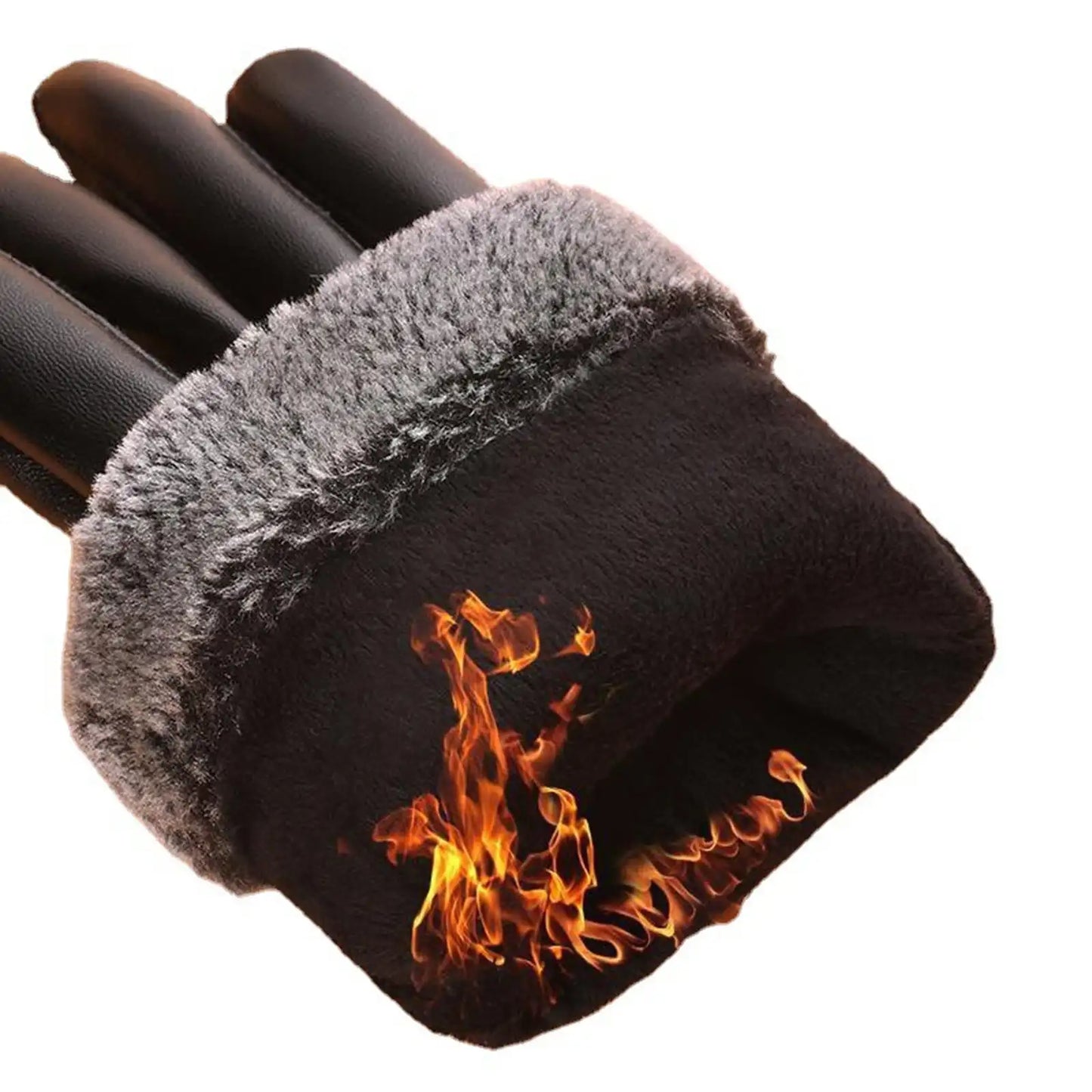 Winter Warm Fur Plush Gloves for Men Women, PU Leather Driving Gloves Windproof Non-Slip Thermal Cycling Motorcycle Gloves Peaceful Pleasures Health and Wellness