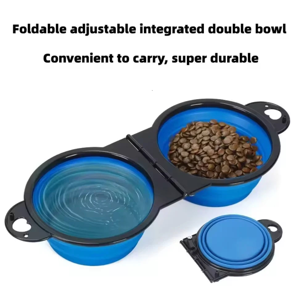 350ml Foldable Double Pet Bowl | Travel Dog & Cat Food Water Bowl