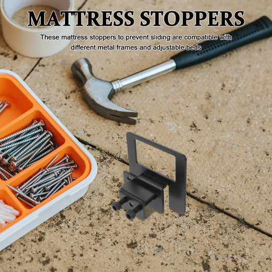 2Pcs Mattress Stopper Holder Non Slip Metal Bed Frame Brackets Adjustable Bed Frame Slide Stopper Prevent Sliding Mattress Peaceful Pleasures Health and Wellness Default Title