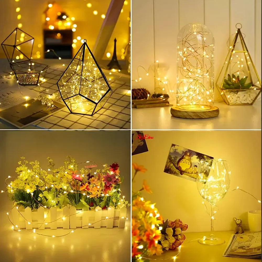 Warm White Copper Wire Fairy Lights – Battery Powered LEDs