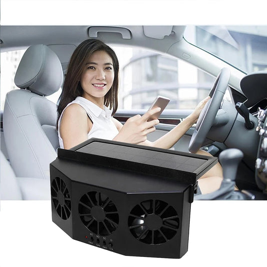 Car Solar Powered Exhaust Fan Car Gills Cooler Auto Ventilation Fan Dual-mode Power Supply High-power 2 Colors Peaceful Pleasures Health and Wellness
