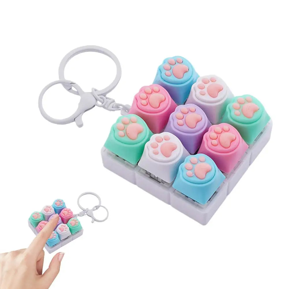 Cat's Paw Silent Fidget Keyboard Keychain – 9-Key Clicker