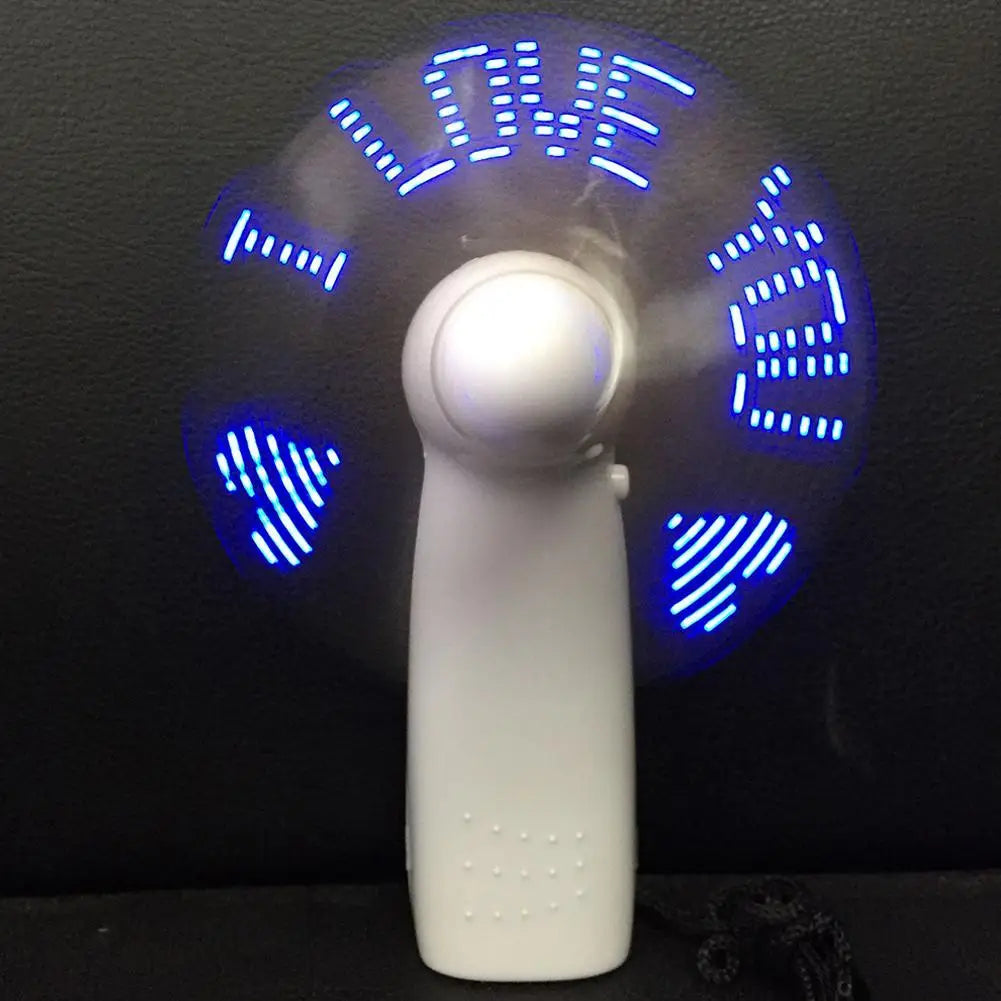 Mini LED Handheld Fan – 3 Speeds, Flashing Lights, Ultra Quiet