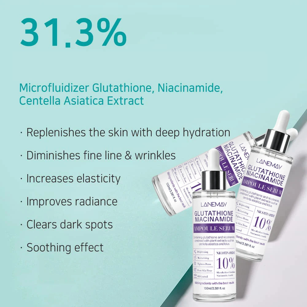 100ml Whitening Ampoule Essence, Glutathione Anti-Aging Essence, Niacinamide Brightening Essence Korean Skincare Products Peaceful Pleasures Health and Wellness