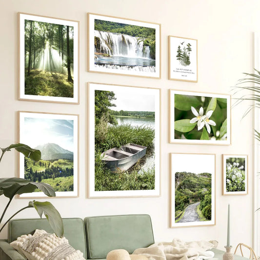 Mountain Waterfall Canvas Wall Art Poster | Nature Decor Print Canvas Wall Art Peaceful Pleasures Health and Wellness