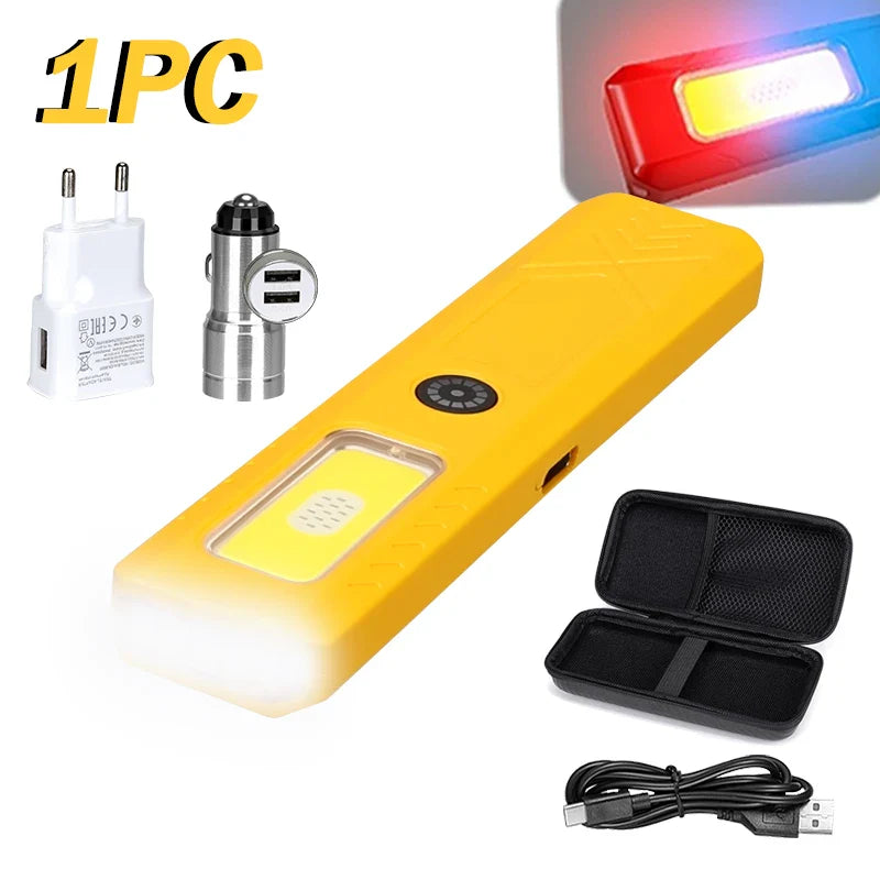 Mini EDC Flashlight USB Rechargeable – COB+LED, 6 Modes, Clip