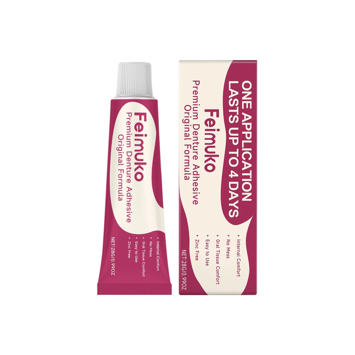 Feimuko Denture Adhesive Cream – Strong Hold & Waterproof, 28g