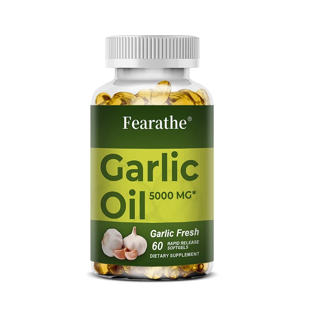 Premium Garlic Fresh 5000mg, Garlic Oil Dietary Supplement for Heart Health and Circulation Support with Antioxidant, NON-GMO Peaceful Pleasures Health and Wellness 60count-1 bottle