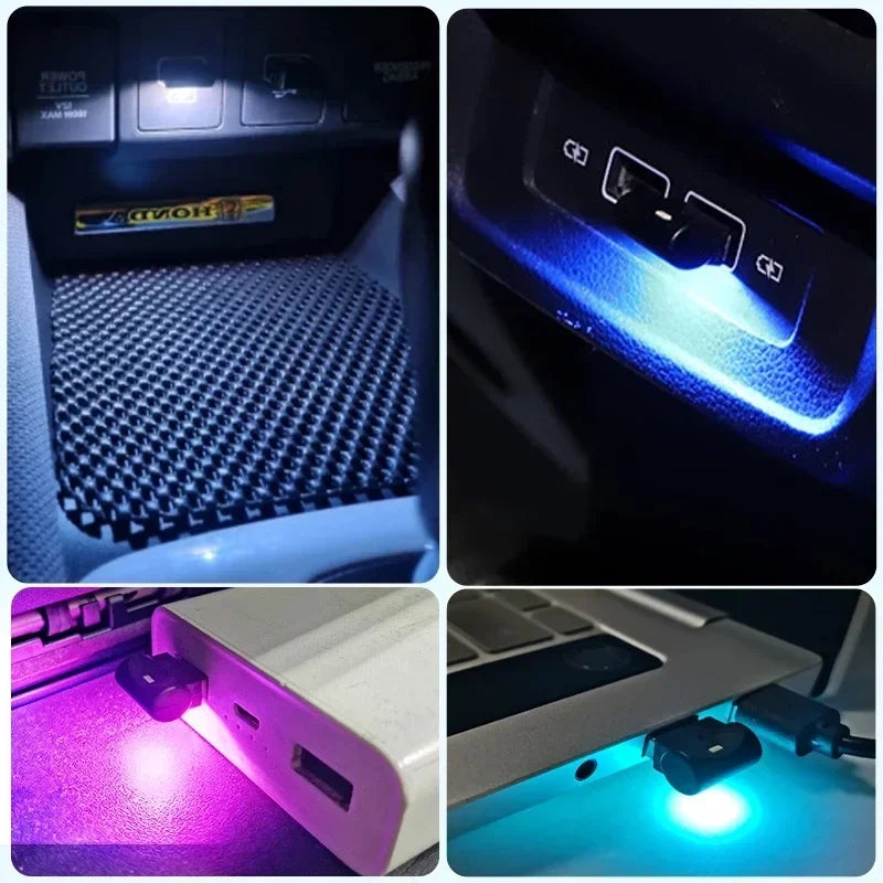 Mini USB LED Car Light Auto Interior Atmosphere Light Emergency Lighting Light rgb Auto Colorful Decorative Lamp Car Accessory Peaceful Pleasures Health and Wellness