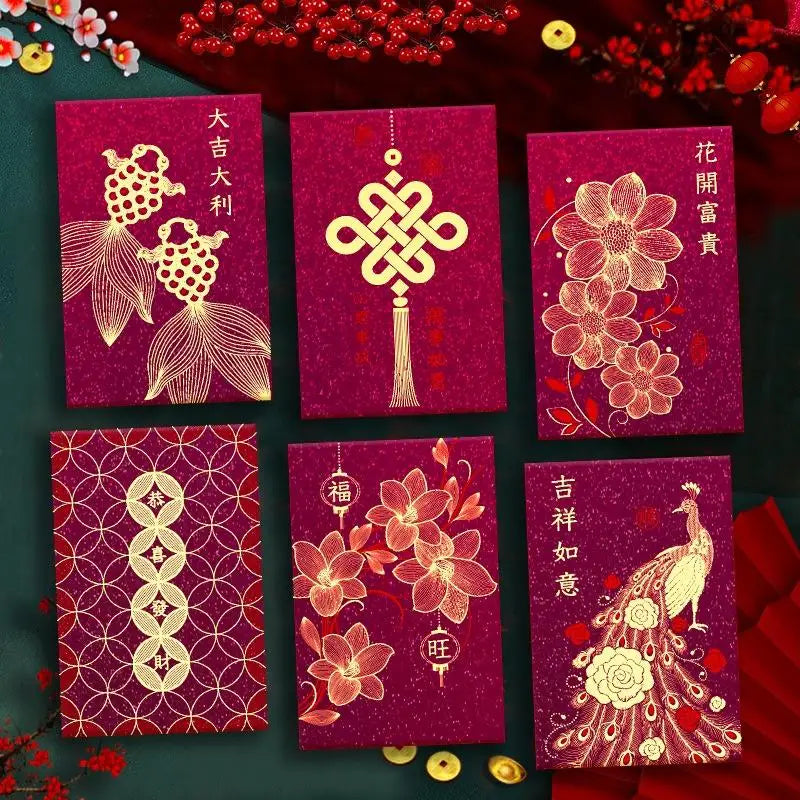 2026 Horse Year Red Envelopes – 6-Pack Lucky Money Bags
