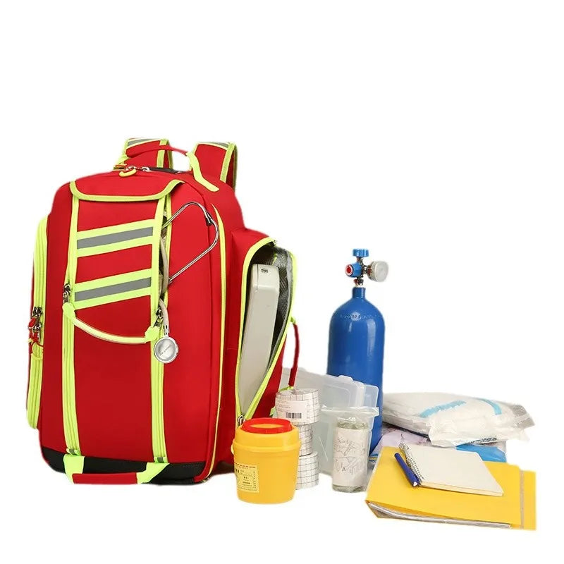 Waterproof Emergency First Aid Backpack That Can Hold 2L Oxygen Cylinders Backpack Large Capacity Disaster Relief Equipment Bag Peaceful Pleasures Health and Wellness