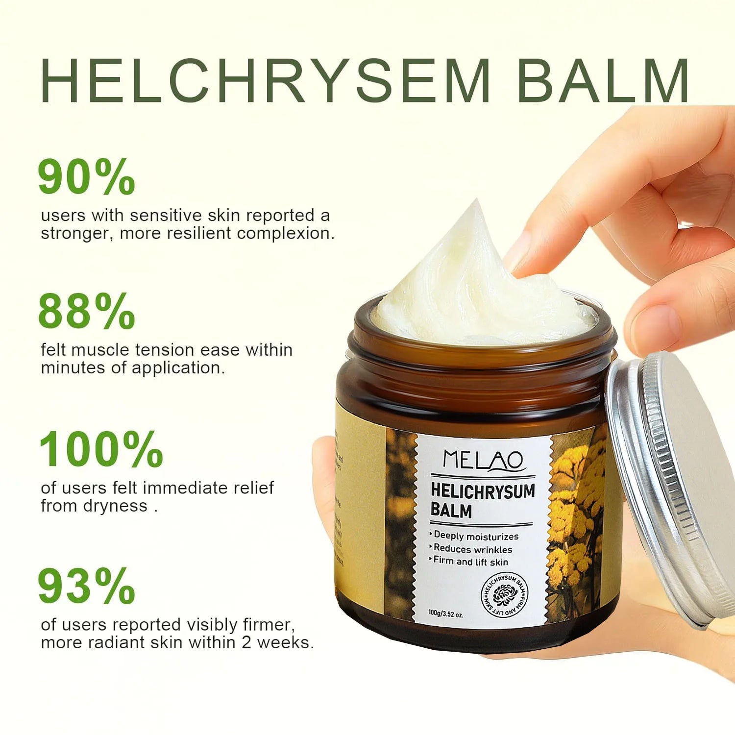 100g Helichrysum Soothing Skin Balm Sensitive Skin Moisturizer for Face &Body Deep Hydration Cream with Glycerin Dry Skin Remedy Peaceful Pleasures Health and Wellness
