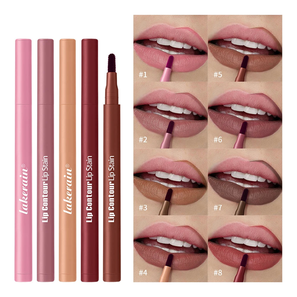Waterproof 2 In 1 Lip Stain And Liner Pen Long Lasting Smudge Proof Kiss Proof Transfer Resistant 8 Colors Makeup Lip Pencil Peaceful Pleasures Health and Wellness