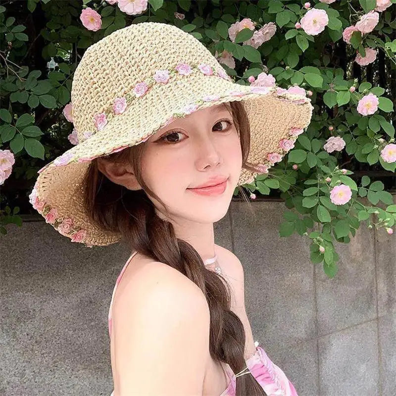 Women's Foldable Wide Brim Straw Sun Hat | UV Beach Hat
