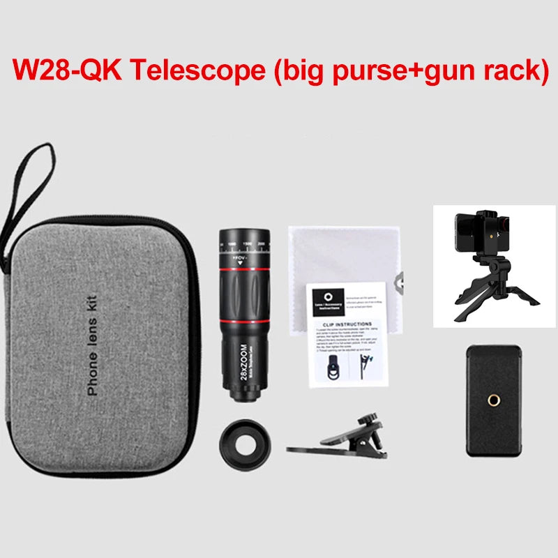 28X Lens Telescope Phone Camera Lens For Cellphone Wide Angle Lens Macro Telephoto Lens Zoom Phone Camera Fish eye Lens Phone Peaceful Pleasures Health and Wellness 28X With handle