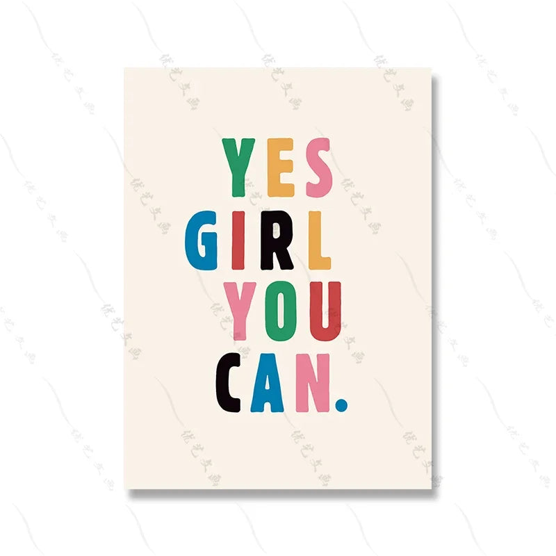 Feminist Rainbow Motivational Canvas Wall Art Print | Girl Power
