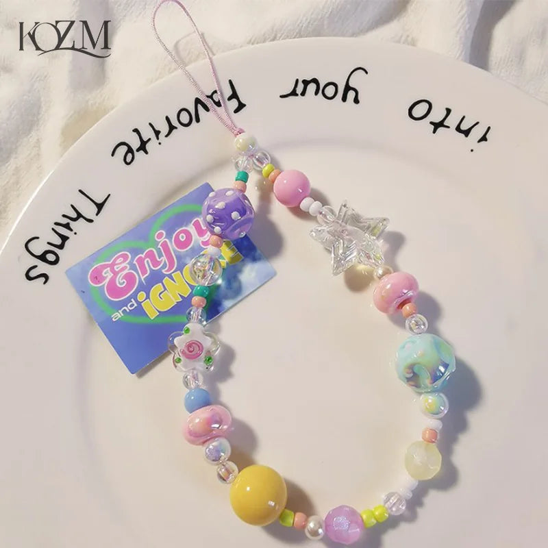 Graffiti Bead Star Bracelet Phone Wrist Lanyard & Key Strap