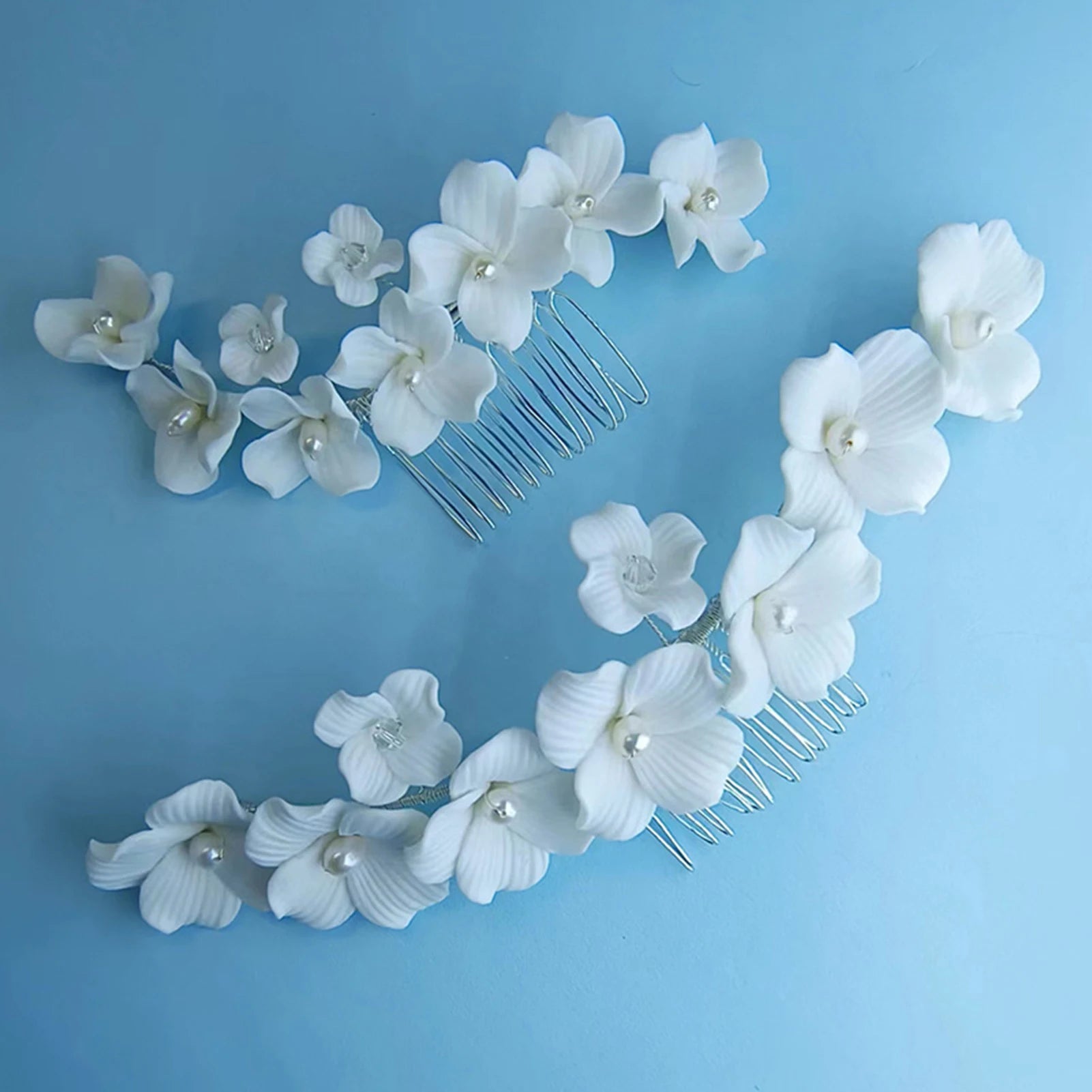Handmade Soft Ceramic Hair Combs Messy Bun Maker with Pearls Decor for Valentine's Day Christmas Headwear Peaceful Pleasures Health and Wellness