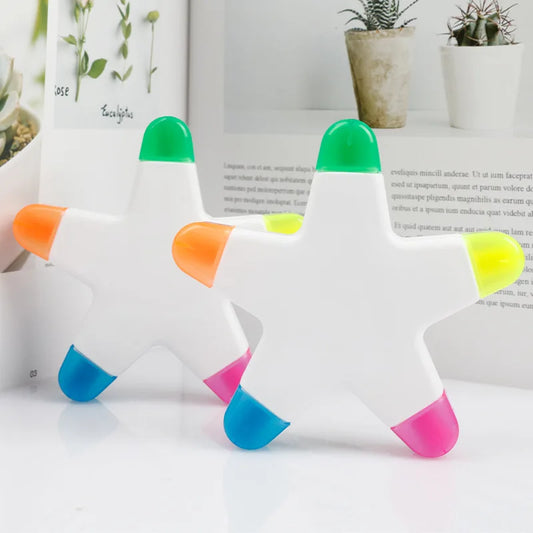 Creative Star Shape Light Fluorescent Pens Markers 5 Colors Great Peaceful Pleasures Health and Wellness