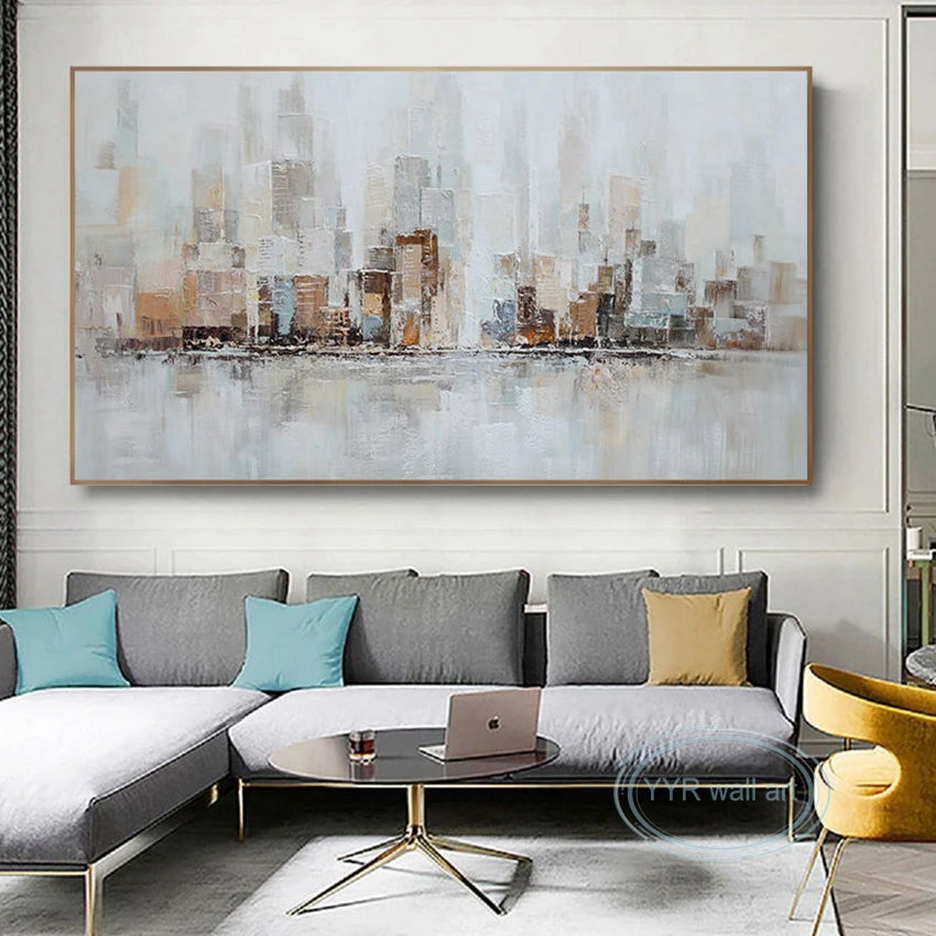 Wall Art Decor Picture Handmade Building Canvas Oil Painting Modern Abstract Acrylic Hanging Poster Home Hotel Aesthetics Mural Peaceful Pleasures Health and Wellness