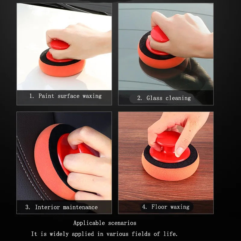 Car Waxing Sponge with Handle – Interior Leather Polish Tool