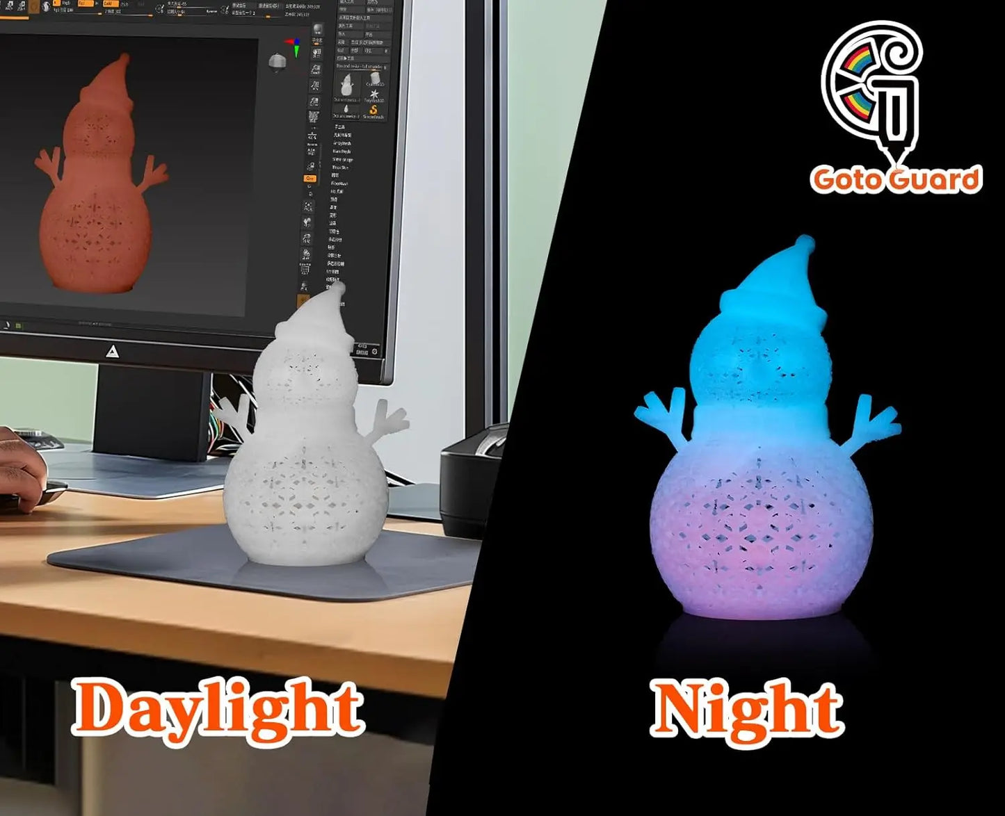 3D Maliang Glow Rainbow PLA Filament 1.75mm | Luminous Colors