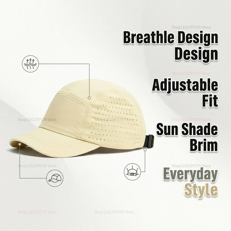 Quick Dry Mesh Baseball Cap Breathable Lightweight UV Sun Protection Short Brim Sport Hat Unisex Outdoor Hiking Fishing Travel Peaceful Pleasures Health and Wellness