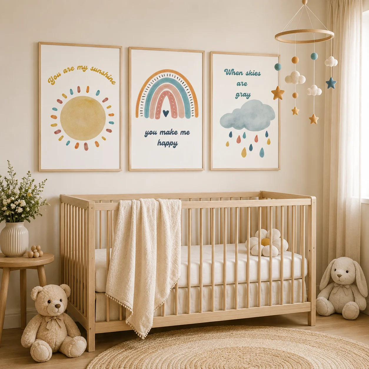 Nursery Rainbow Canvas Wall Art | Kids Room Nordic Print Canvas Wall Art Peaceful Pleasures Health and Wellness