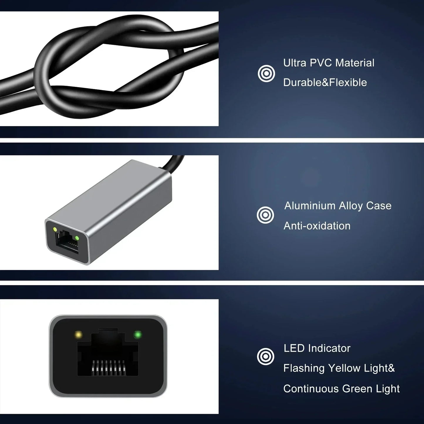 USB-C to Gigabit Ethernet Adapter – 1000Mbps RJ45 Network Card