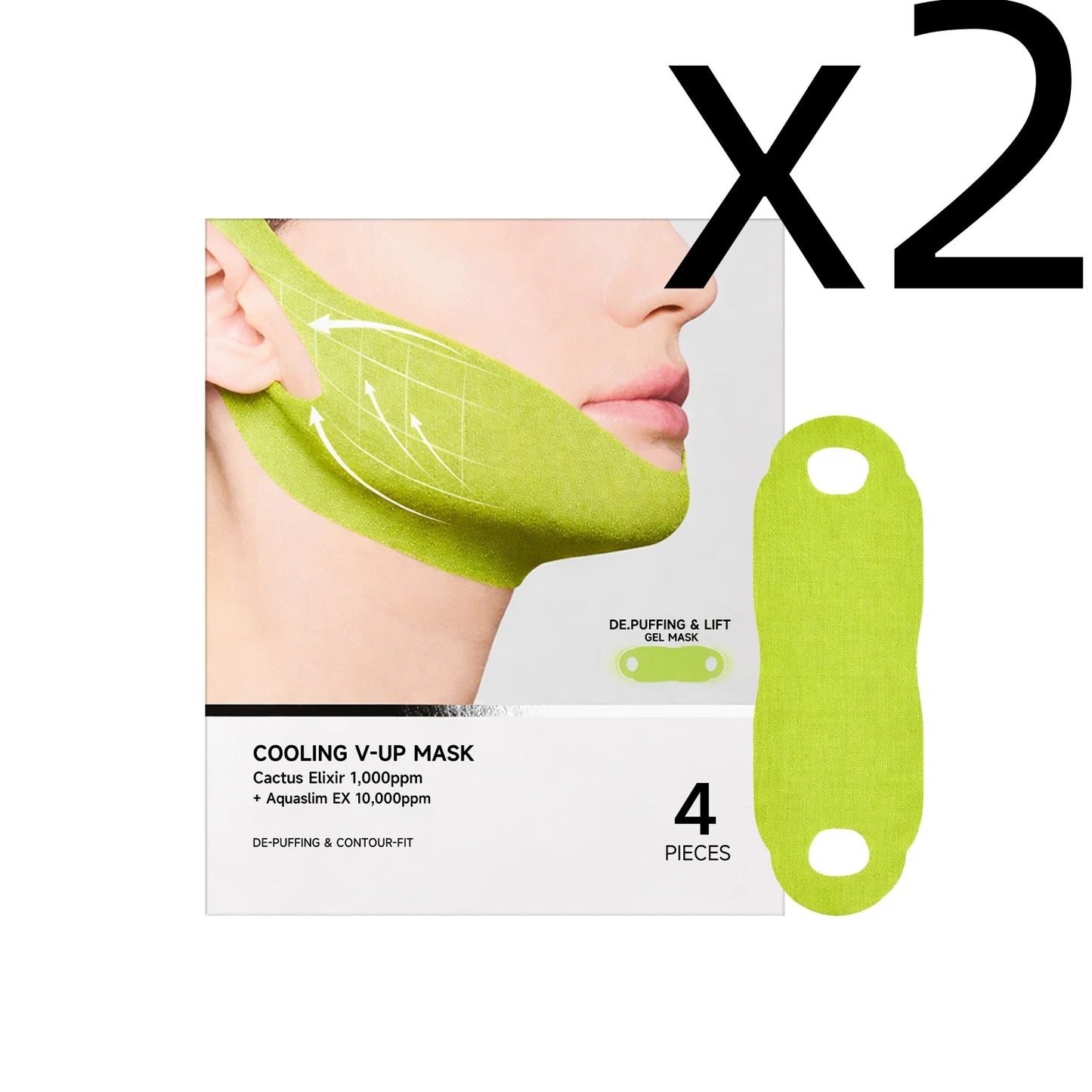 Centella Asiatica Face Lifting Mask Lift Facial Contour Tighten Skin Firm Cheek Enhance Firmness Easy Apply Face Shaping Bandage Peaceful Pleasures Health and Wellness 4pcs Boxed X 2PCS
