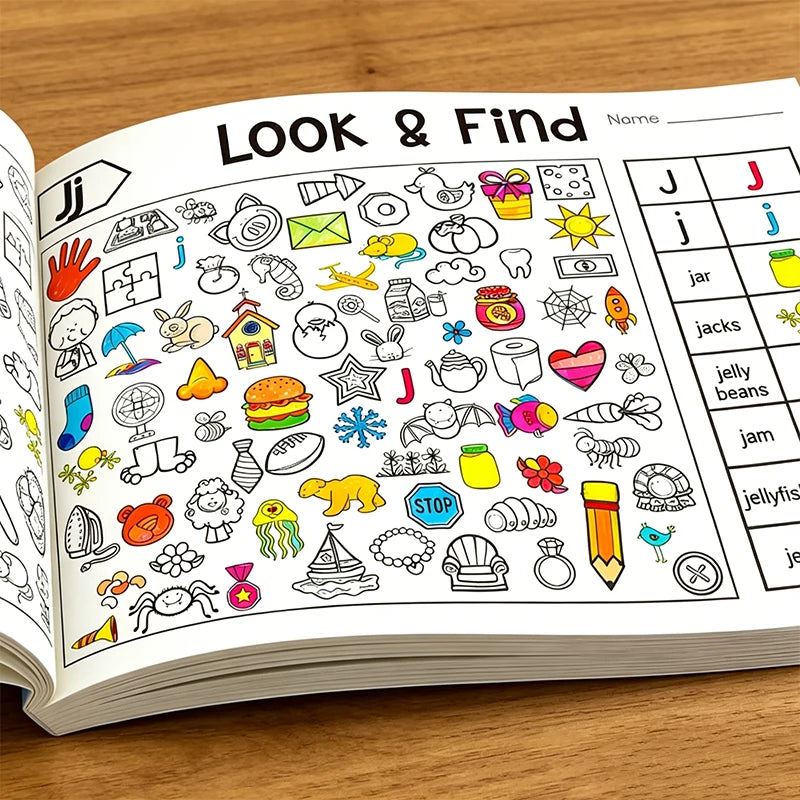 Children's Interactive Hidden Object Book Search Coloring Game