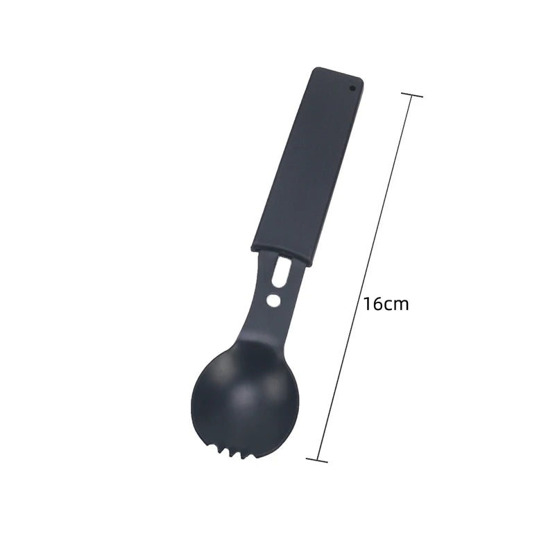 Outdoor Spork Portable Tableware Table Knife Bottle Opener Camping Survival Knife Creative Knife with Whistle Peaceful Pleasures Health and Wellness