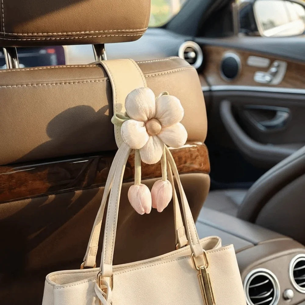 Tulip Flower Car Back Seat Hook | Decorative Leather Hanger