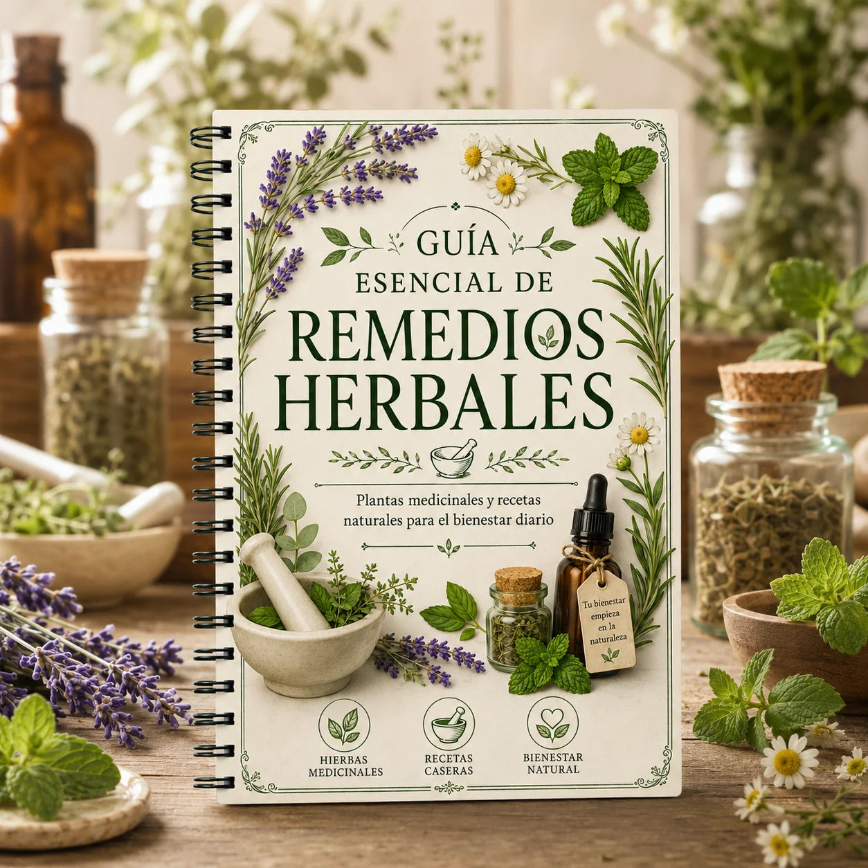 Spanish Herbal Remedies Guide A5 Spiral Notebook Natural Wellness