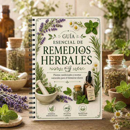 Spanish Herbal Remedies Guide A5 Spiral Notebook Natural Wellness Peaceful Pleasures Health and Wellness