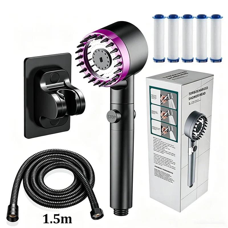 3-Mode High Pressure Filter Shower Head | One-Click Stop