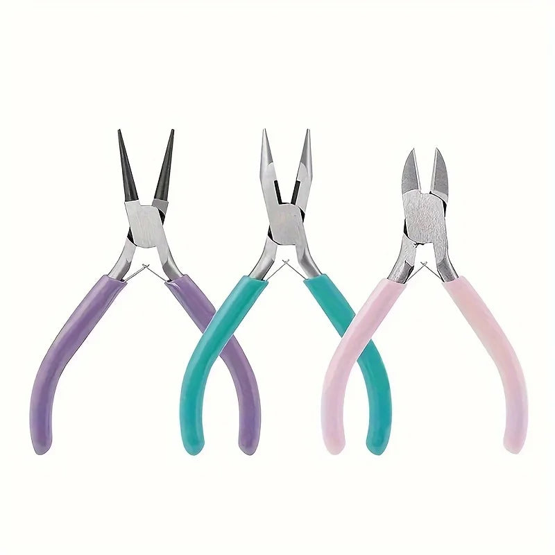3-piece Jewelry Making Pliers Needle Tip Chain Round Wire Cutting