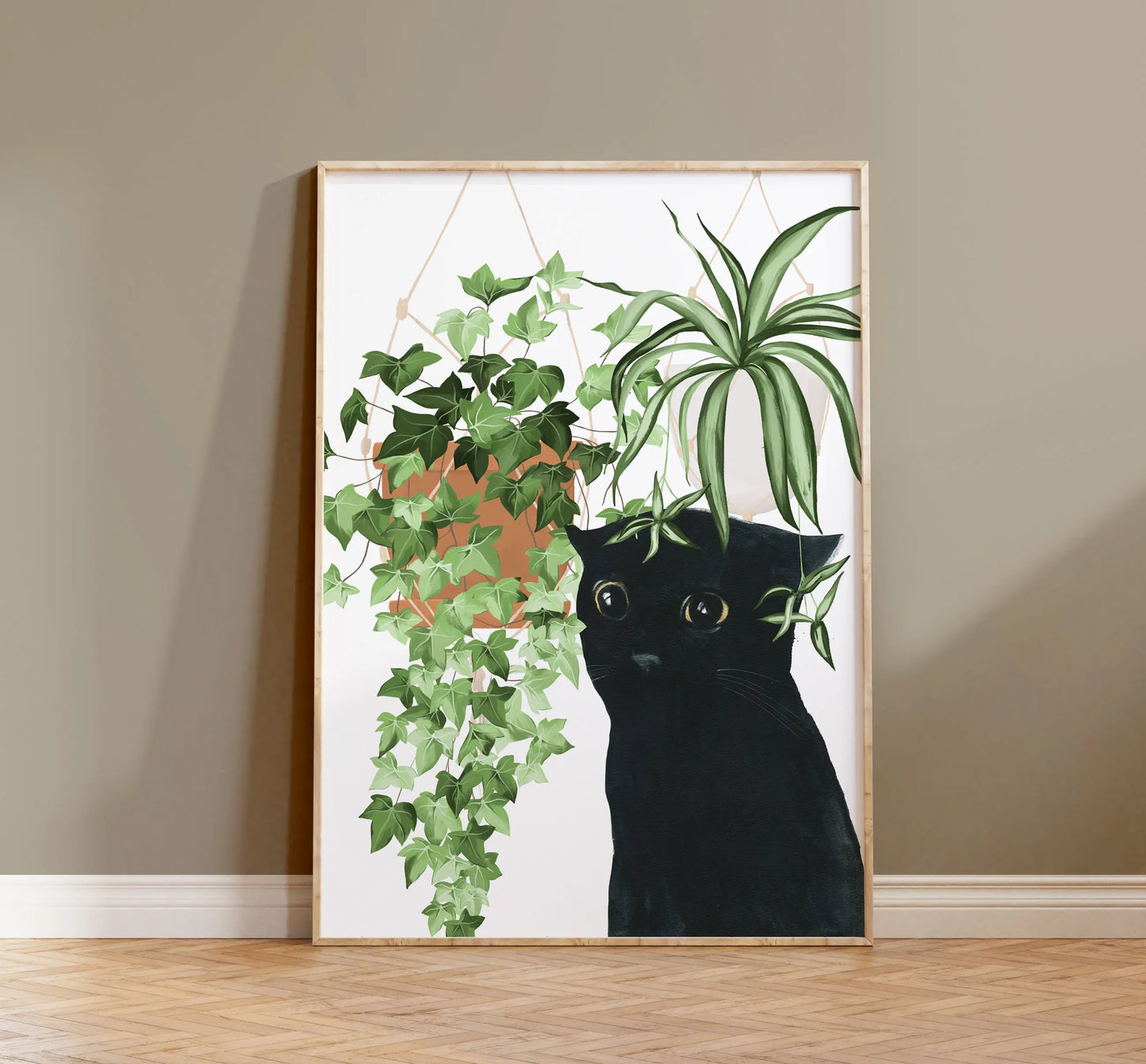 Watercolor Kittens Print Cat and Plant Poster Wall Art Leisurely Cute Kitty Canvas Painting Living Room Bedroom Home Decor Peaceful Pleasures Health and Wellness 02 20x30cm Unframed