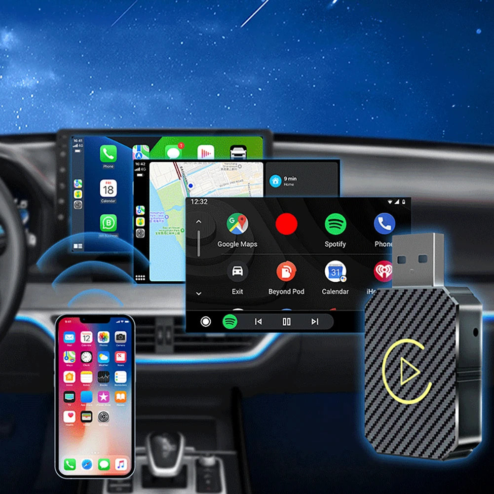 Wireless Carplay Android Auto Adapter Plug&Play USB Car Dongle 2 in 1 Mini Box for OEM Wired CarPlay/Andriod Auto Cars Peaceful Pleasures Health and Wellness