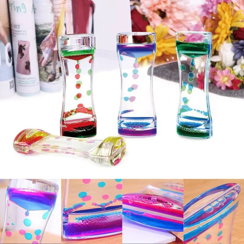 Liquid Motion Bubbler Timer Pack of Colorful Hourglass Liquid Bubbler Fidget Sensory Toy for Anxiety Autism Calm Relax Kids Peaceful Pleasures Health and Wellness
