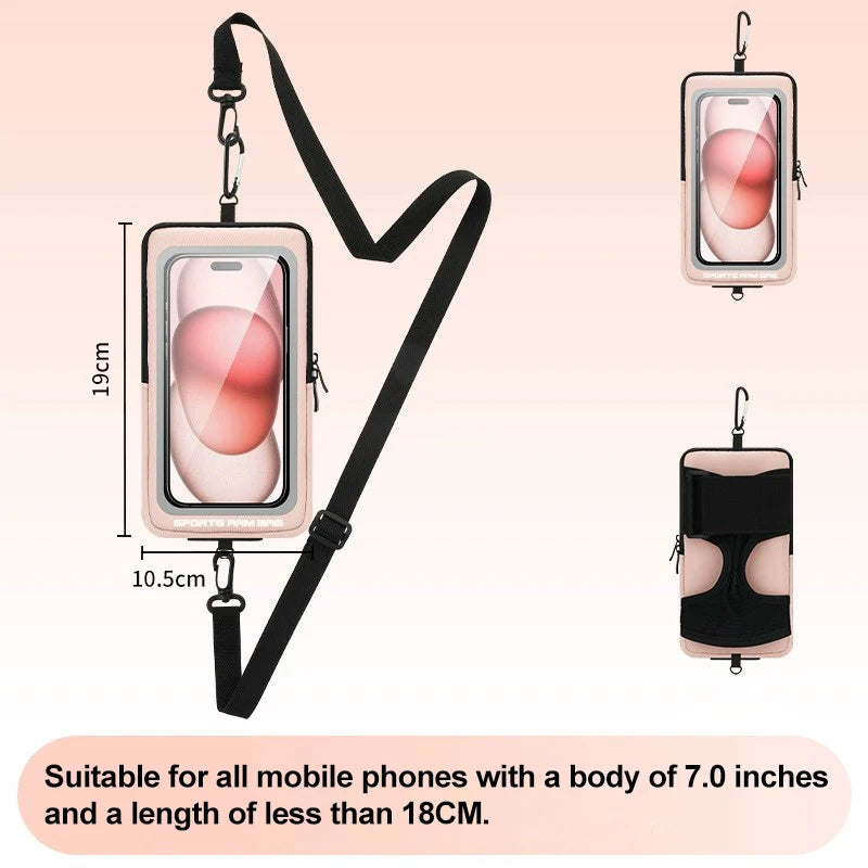 Armband On The Phone Mobile Phone Bag Wrist Armbands Mp3 mp4 Bags Sports Cell Phone Holder Cell Phone Accessories Woman Sports Peaceful Pleasures Health and Wellness Pink with strap