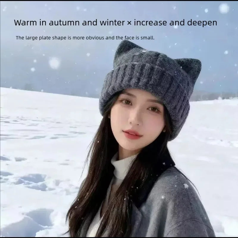 Cat Ear Beanie Knit Winter Hat for Women & Girls | Cute & Warm