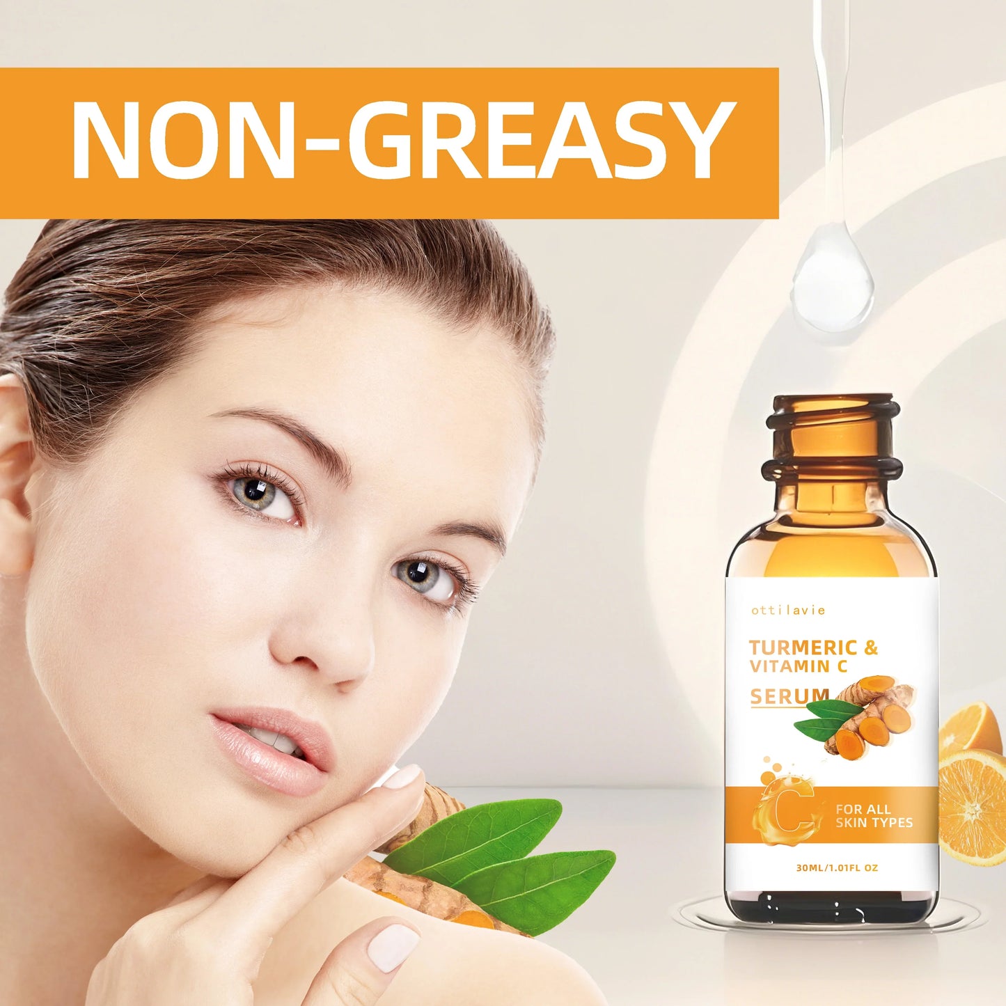 Turmeric & Vitamin C Lifting Face Serum – Hydrating, All Skin