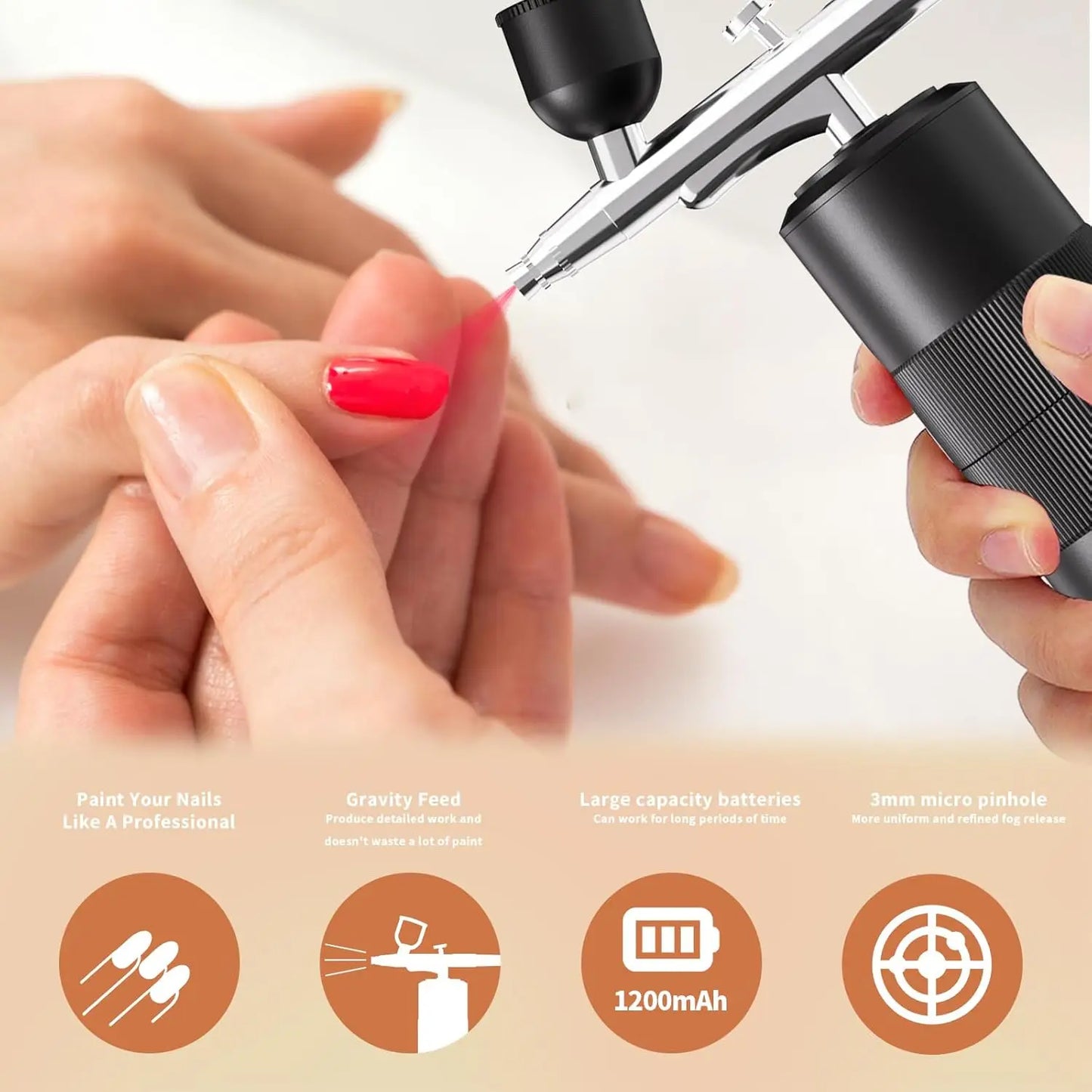 Portable Airbrush Kit Wireless Air Brush with Compressor Electrical Handheld Spray Gun Coloring Tattoo Graffiti Graphic Model Peaceful Pleasures Health and Wellness
