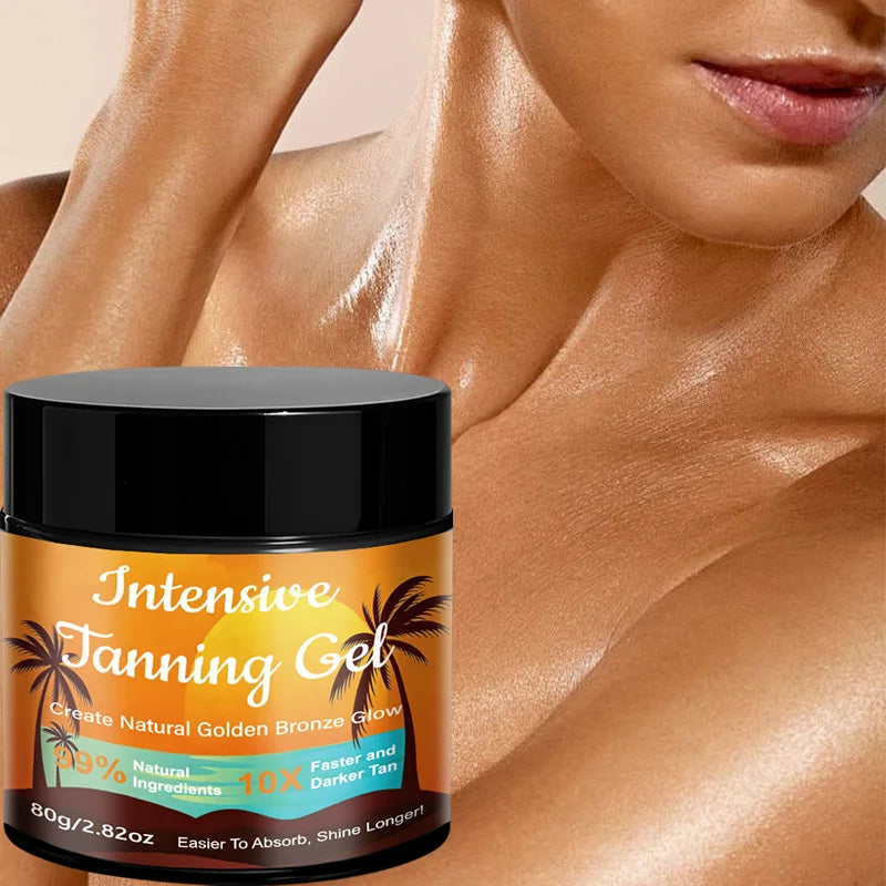 Yuitikue Intensive Tanning Gel, 80g 10X Faster Darker Tan Gel for Natural Golden Bronze Glow, 99% Natural Ingredients Peaceful Pleasures Health and Wellness
