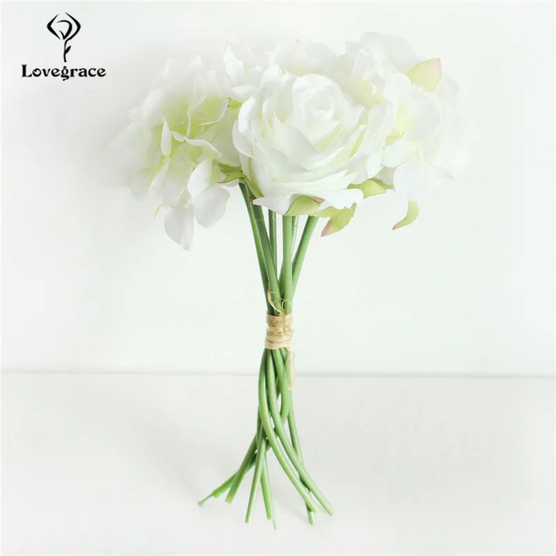Silk Rose Wedding Bouquet – Artificial Bridal Flowers | Lovegrace